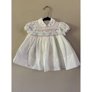 Little Angel Baby Girls White Smocked Bird Embroidered Dress 3-6 Months Vintage